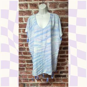 Surf Gypsy‎ Blue Tassel Beach Cover Up Kaftan – Women’s Large Boho Resort Wear